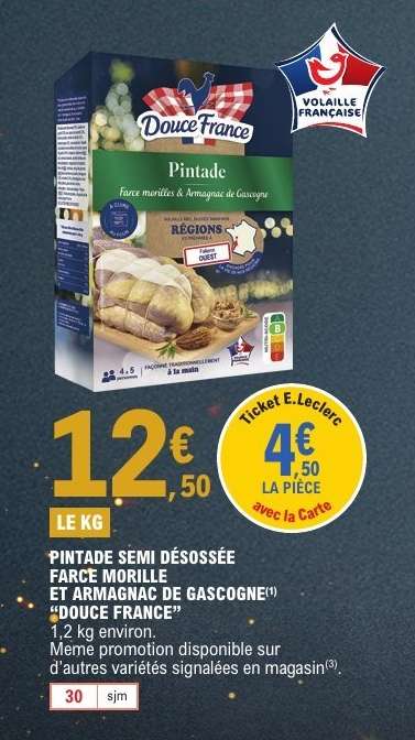 Pintade semi désossée farce morille et armagnac de Gascogne