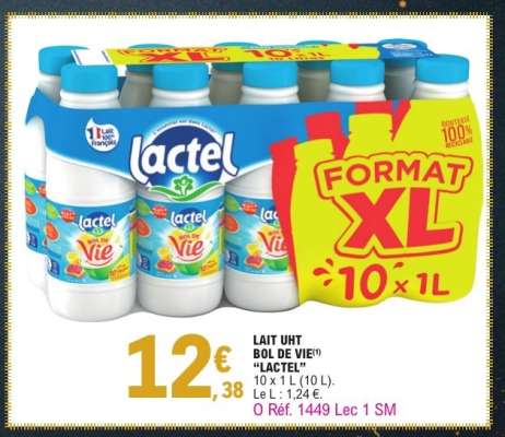 LAIT UHT BOL DE VIE 'LACTEL'
