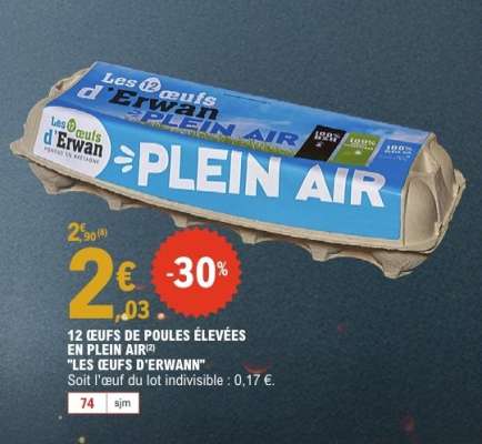 12 ŒUFS DE POULES ÉLEVÉES EN PLEIN AIR