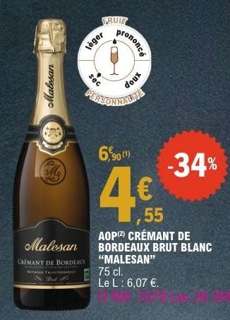 AOP Crémant de Bordeaux Brut Blanc "Malesan"