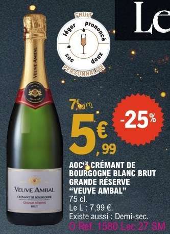 AOC Crémant de Bourgogne Blanc Brut Grande Reserve 'Veuve Ambal'