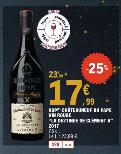 AOP CHÂTEAUNEUF DU PAPE VIN ROUGE “LA DESTINÉE DE CLÉMENT V” 2017