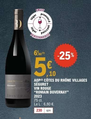 AOP CÔTES DU RHÔNE VILLAGES SÉGURET VIN ROUGE "ROMAIN DUVERNAY" 2023
