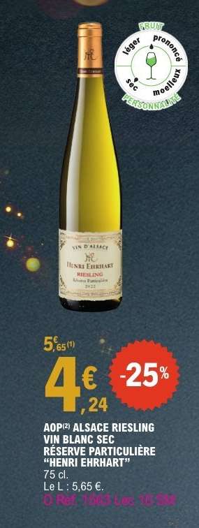 AOP(2) ALSACE RIESLING VIN BLANC SEC RESERVE PARTICULIÈRE 'HENRI EHRHART'