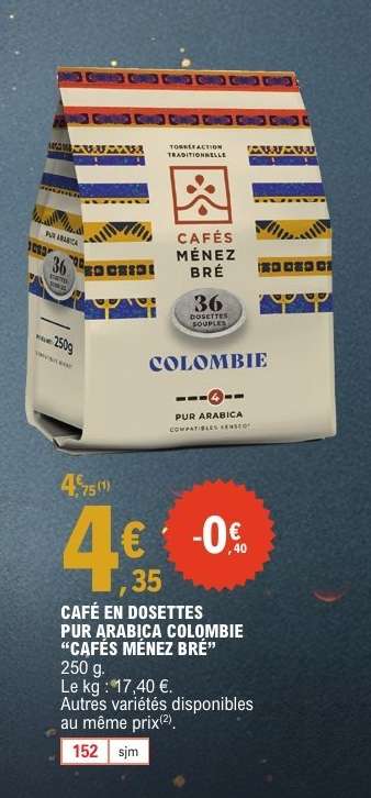 CAFÉ EN DOSETTES PUR ARABICA COLOMBIE “CAFÉS MÉNEZ BRÉ”