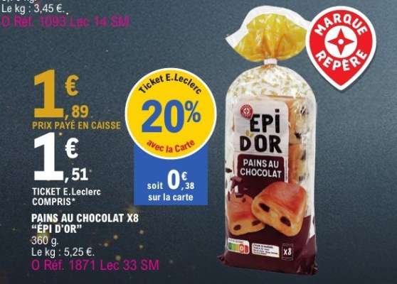 PAINS AU CHOCOLAT X8 'ÉPI D'OR'