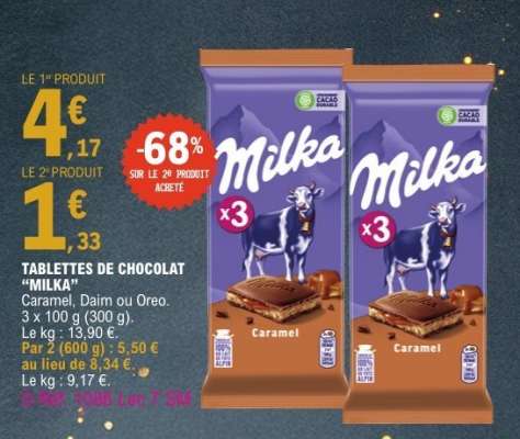Tablettes de chocolat 'Milka'