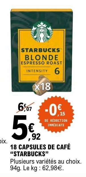 18 CAPSULES DE CAFÉ “STARBUCKS”