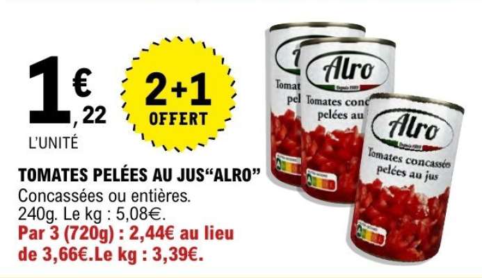 Tomates pelées au jus "Alro"