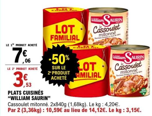 Plats cuisinés 'William Saurin'