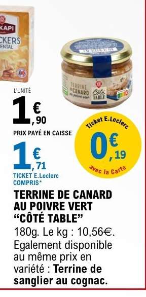 TERRINE DE CANARD AU POIVRE VERT “CÔTÉ TABLE”