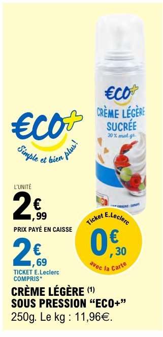 CRÈME LÉGÈRE SOUS PRESSION “ECO+”
