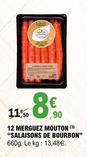 12 MERGUEZ MOUTON 'SALAISONS DE BOURBON'