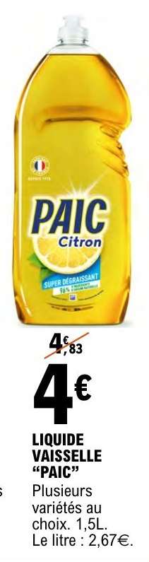 LIQUIDE VAISSELLE “PAIC”