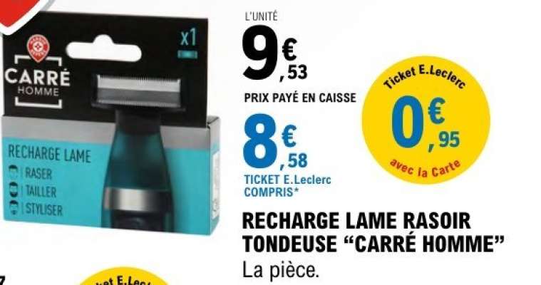 RECHARGE LAME RASOIR TONDEUSE “CARRÉ HOMME”