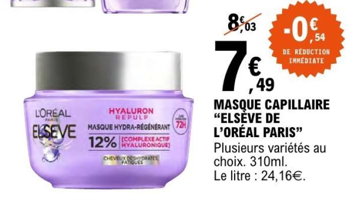 MASQUE CAPILLAIRE “ELSÈVE DE L’ORÉAL PARIS”
