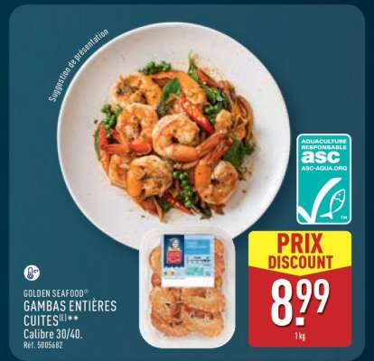 GOLDEN SEAFOOD® GAMBAS ENTIÈRES CUITES