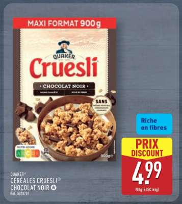 Quaker Céréales Cruesli Chocolat Noir