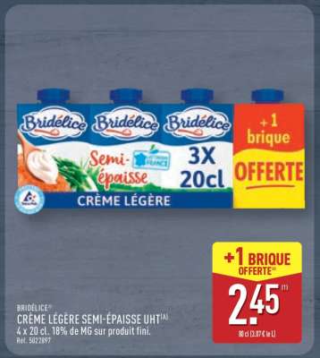 BRIDÉLICE CRÈME LÉGÈRE SEMI-ÉPAISSE UHT