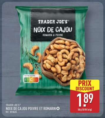 TRADER JOE'S NOIX DE CAJOU POIVRE ET ROMARIN