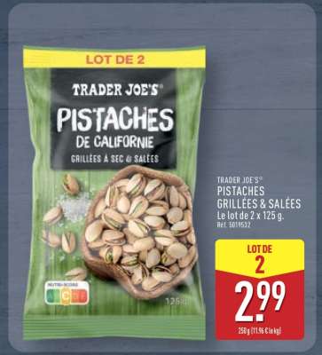 TRADER JOE'S PISTACHES GRILLÉES SALÉES