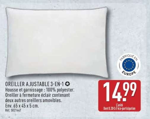 OREILLER AJUSTABLE 3-EN-1