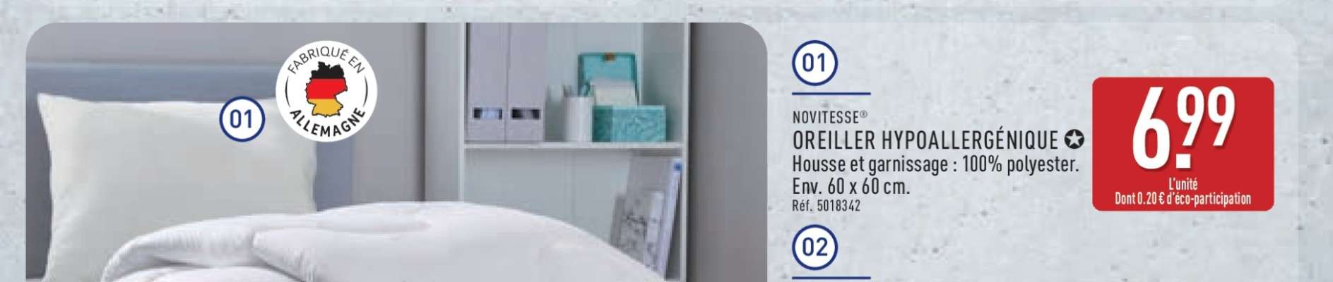 OREILLER HYPOALLERGÉNIQUE