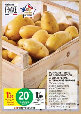 Pomme de terre de consommation à chair ferme Intermarché Terroirs