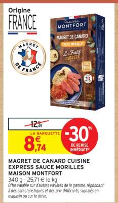 MAGRET DE CANARD CUISINE EXPRESS SAUCE MORILLES MAISON MONTFORT