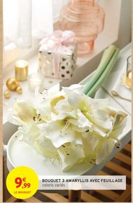 BOUQUET 3 AMARYLLIS AVEC FEUILLAGE