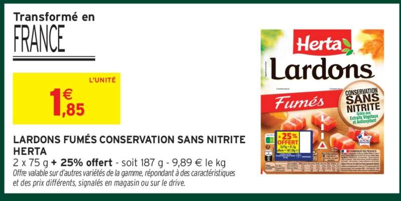 Lardons Fumés, Conservation Sans Nitrite Herta