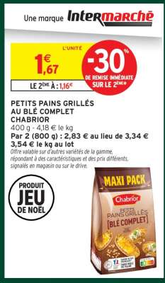 PETITS PAINS GRILLÉS AU BLÉ COMPLET CHABRIOR