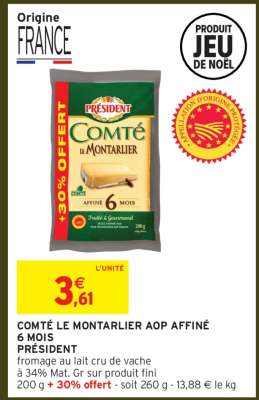 COMTÉ LE MONTARLIER AOP AFFINÉ 6 MOIS