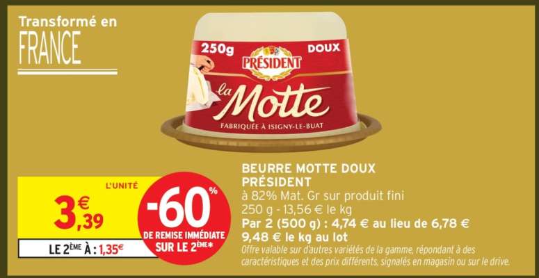 BEURRE MOTTE DOUX PRÉSIDENT