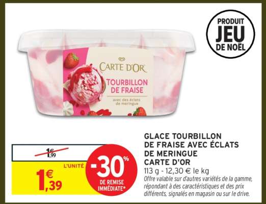 GLACE TOURBILLON DE FRAISE AVEC ÉCLATS DE MERINGUE