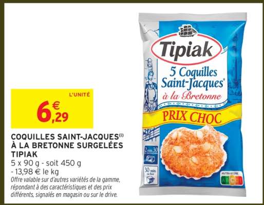 Coquilles Saint-Jacques À La Bretonne Surgelées Tipiak