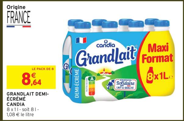 Grandlait Demi-Écrémé Candia