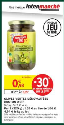 OLIVES VERTES DÉNOYAUTÉES BOUTON D'OR