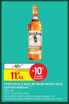 SPIRITUEUX À BASE DE RHUM SPICED GOLD CAPTAIN MORGAN