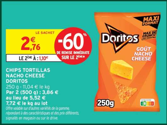 CHIPS TORTILLAS NACHO CHEESE DORITOS