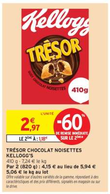 TRÉSOR CHOCOLAT NOISETTES KELLOGG'S