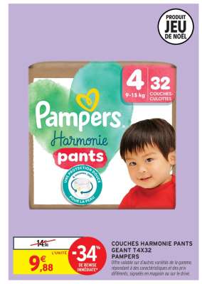 COUCHES HARMONIE PANTS GEANT T4X32 PAMPERS