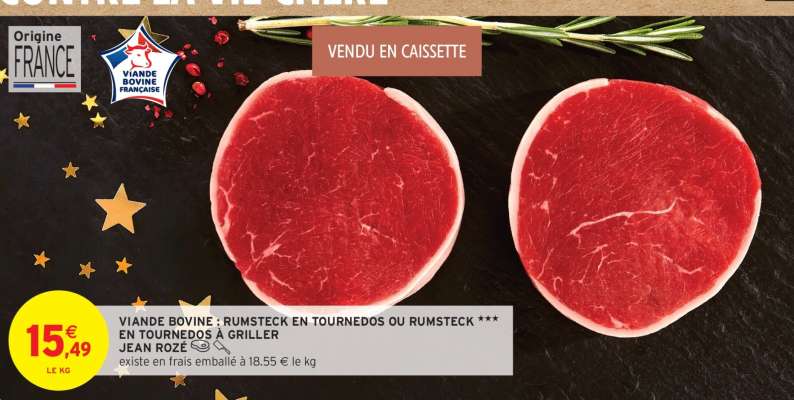 Viande Bovine: Rumsteck en Tournedos ou Rumsteck