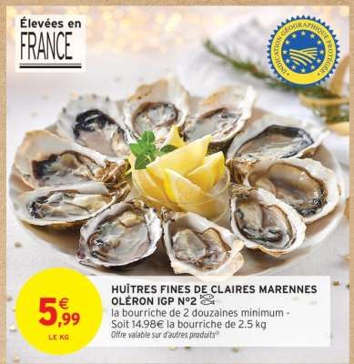 HUÎTRES FINES DE CLAIRES MARENNES OLÉRON IGP N°2