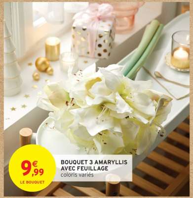 BOUQUET 3 AMARYLLIS AVEC FEUILLAGE