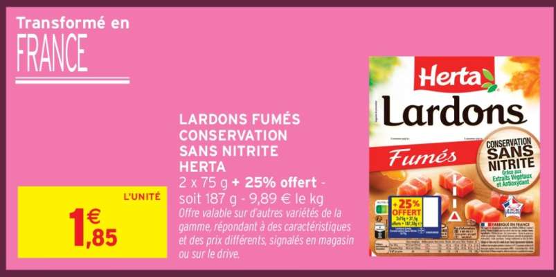 Lardons Fumés, Conservation Sans Nitrite Herta