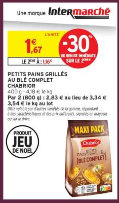PETITS PAINS GRILLÉS AU BLÉ COMPLET CHABRIOR