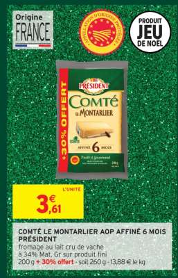 COMTÉ LE MONTARLIER AOP AFFINÉ 6 MOIS PRÉSIDENT