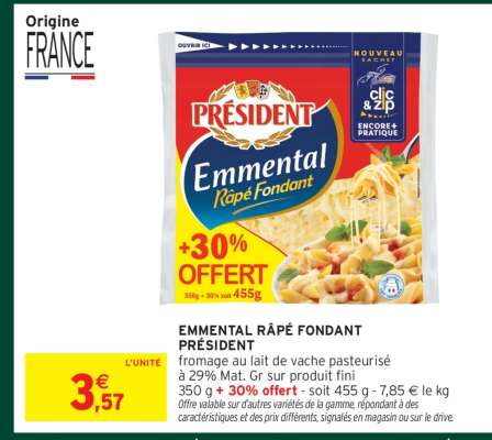 Emmental Râpé Fondant PRÉSIDENT