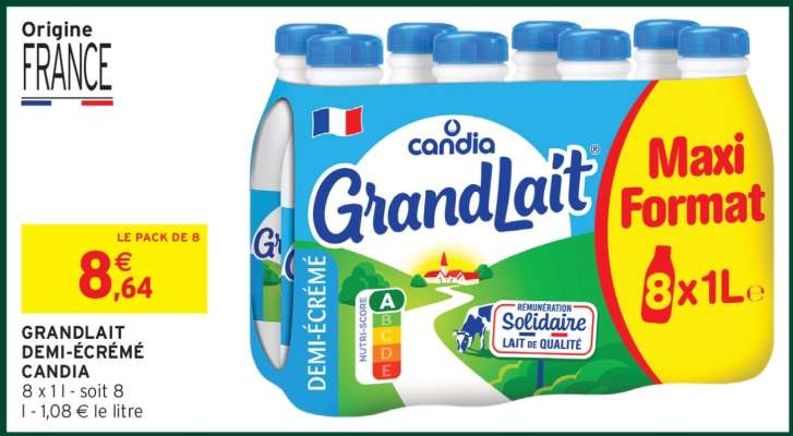 Grandlait Demi-Écrémé Candia